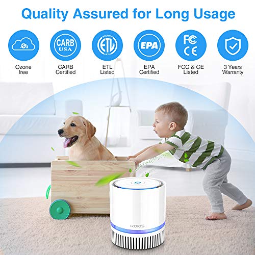 KOIOS Air Purifier for Home, Small Air Purifiers with True HEPA Filter