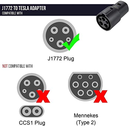 Lectron J1772 to Tesla Charging Adapter 60Amp /250V AC - Compatible with SAE...