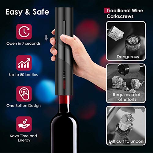 NEX Electric Wine Bottle Opener Corkscrew Automatic with Foil Cutter