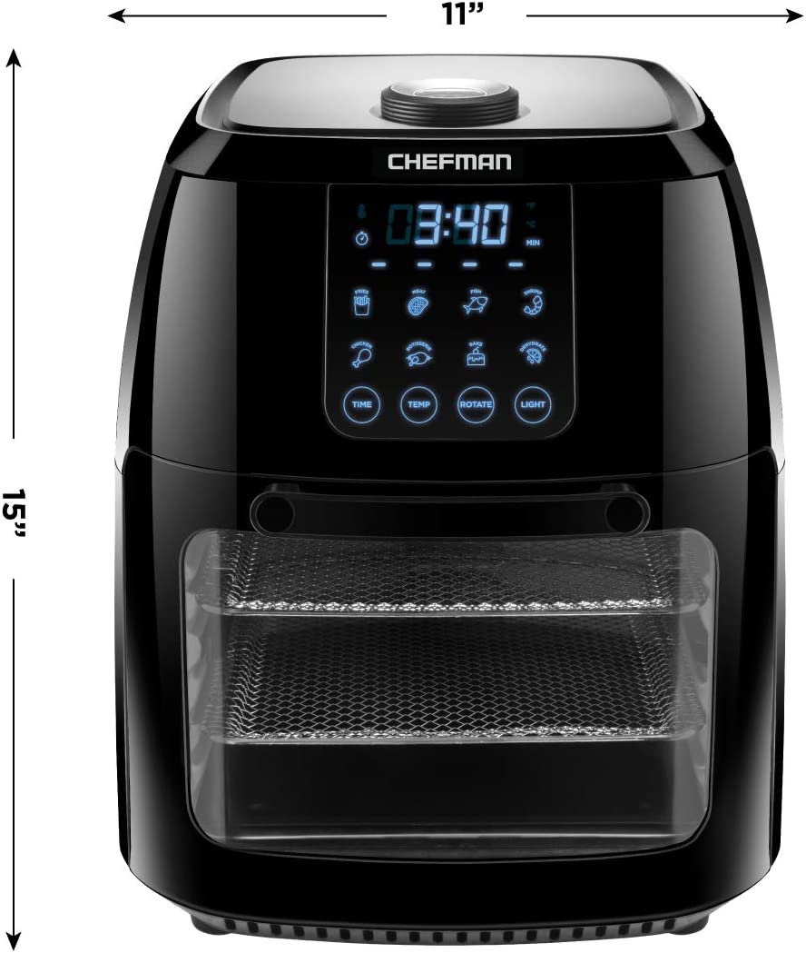 Chefman 6.3-Qt 4-In-1 Digital Air Fryer+, Rotisserie, 6.3 QT, Black - 6 Quart