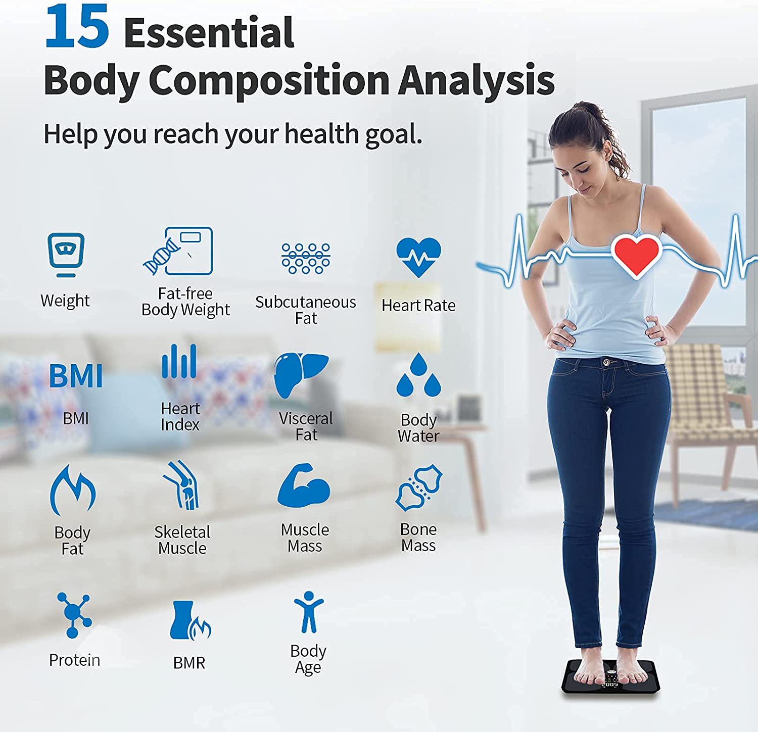 Body Composition Scale with Body Fat, Body Water and BMI