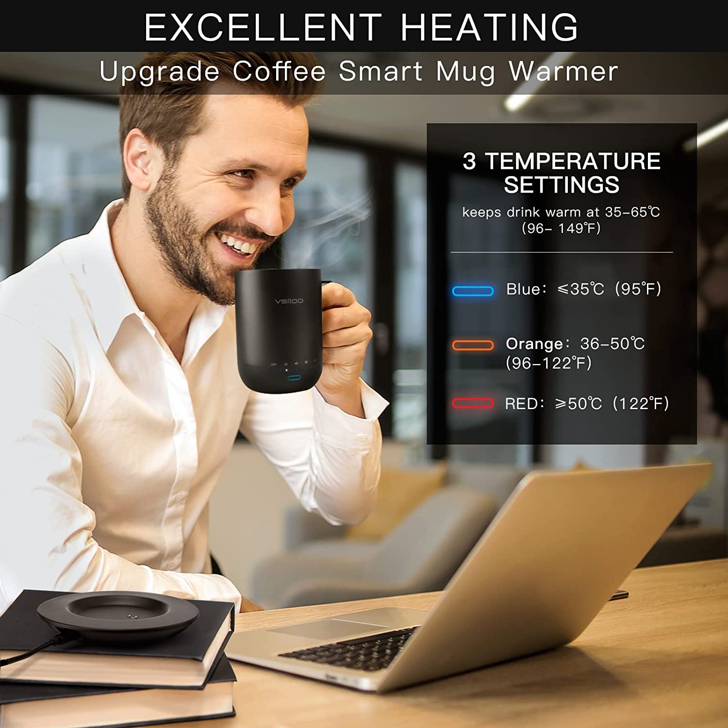 VSITOO Coffee Mug Warmer&Mug Set, App Temperature Control Smart
