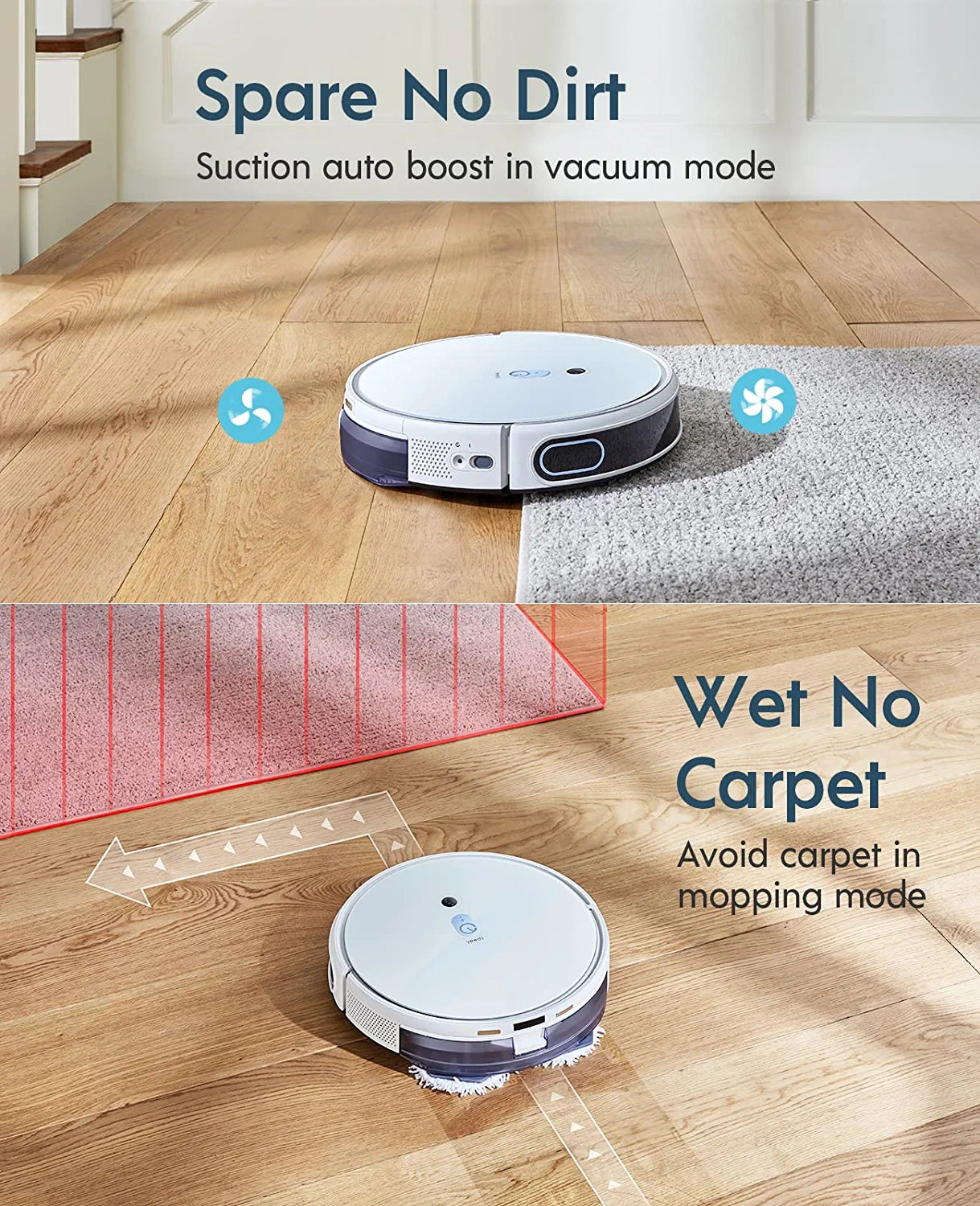 Yeedi mop Station pro Robot Vacuum and Mop, Self-Cleaning 3 in 1, White